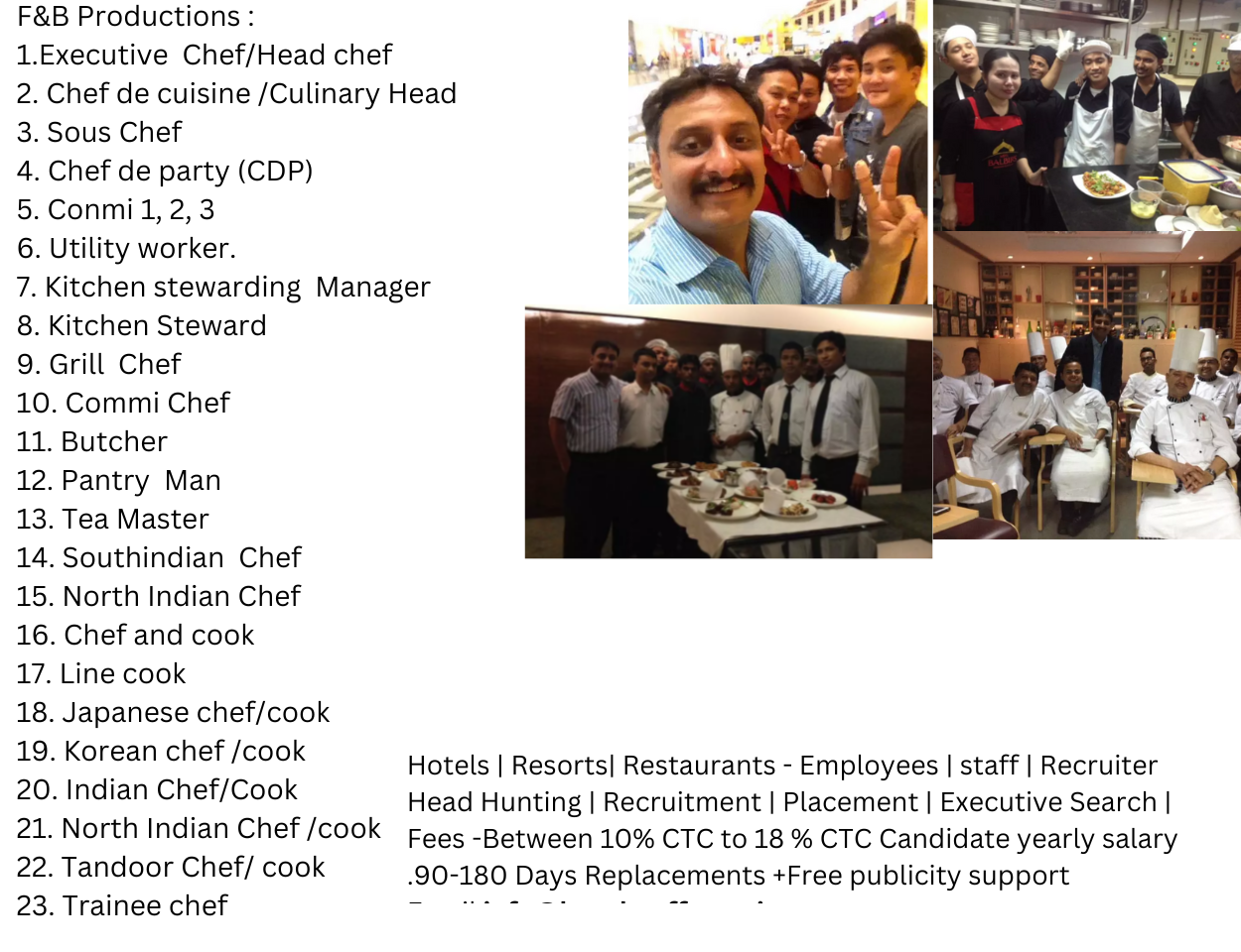 chefs Recruitment agency hotels 